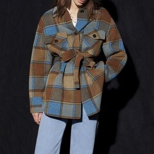 New with tags Women Sandro Checked jacket with belt $640+ tax